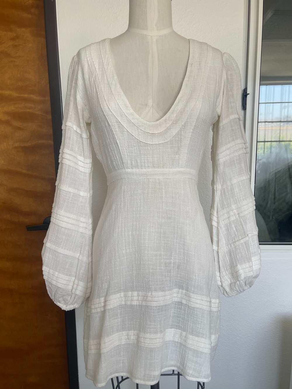 WHITE GAUZEY LINEN BEACH COVER UP RESORT MINI DRESS